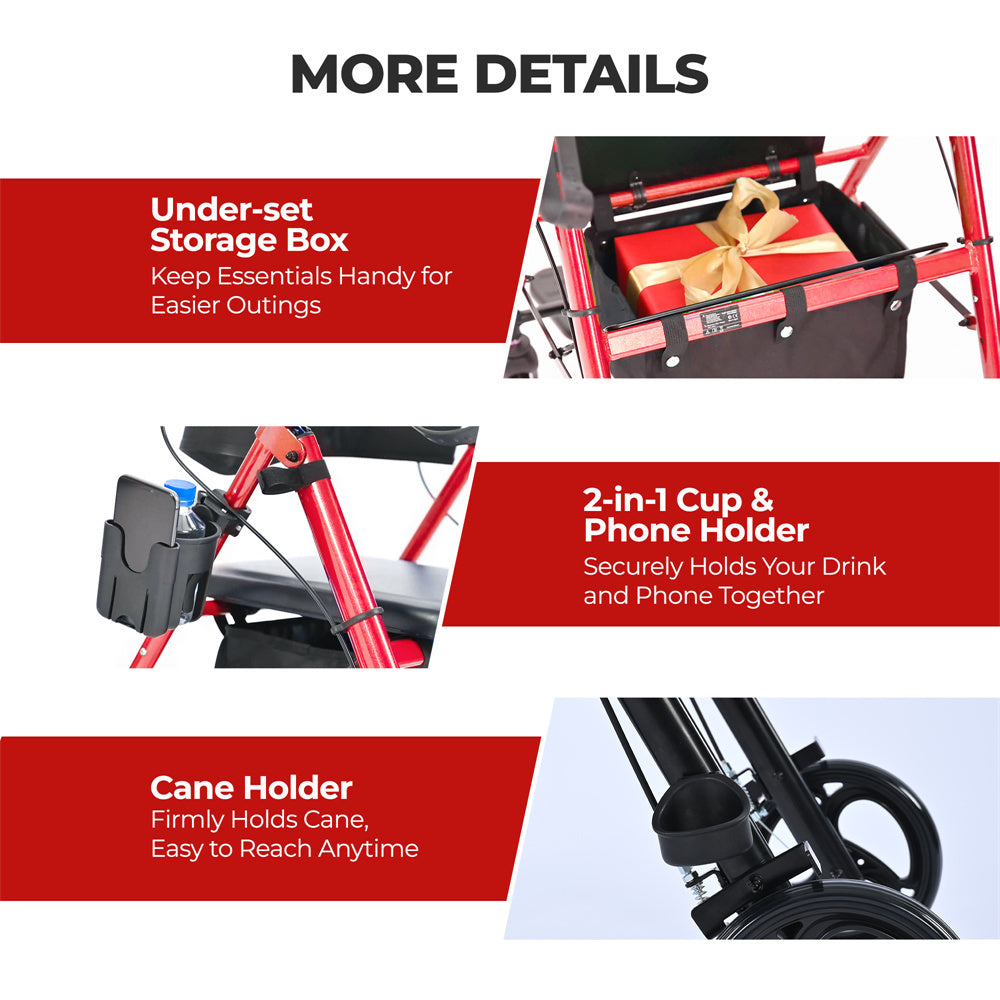 Rollator and Wheelchair 2-in-1 Converter with Footrest and Foldable Design