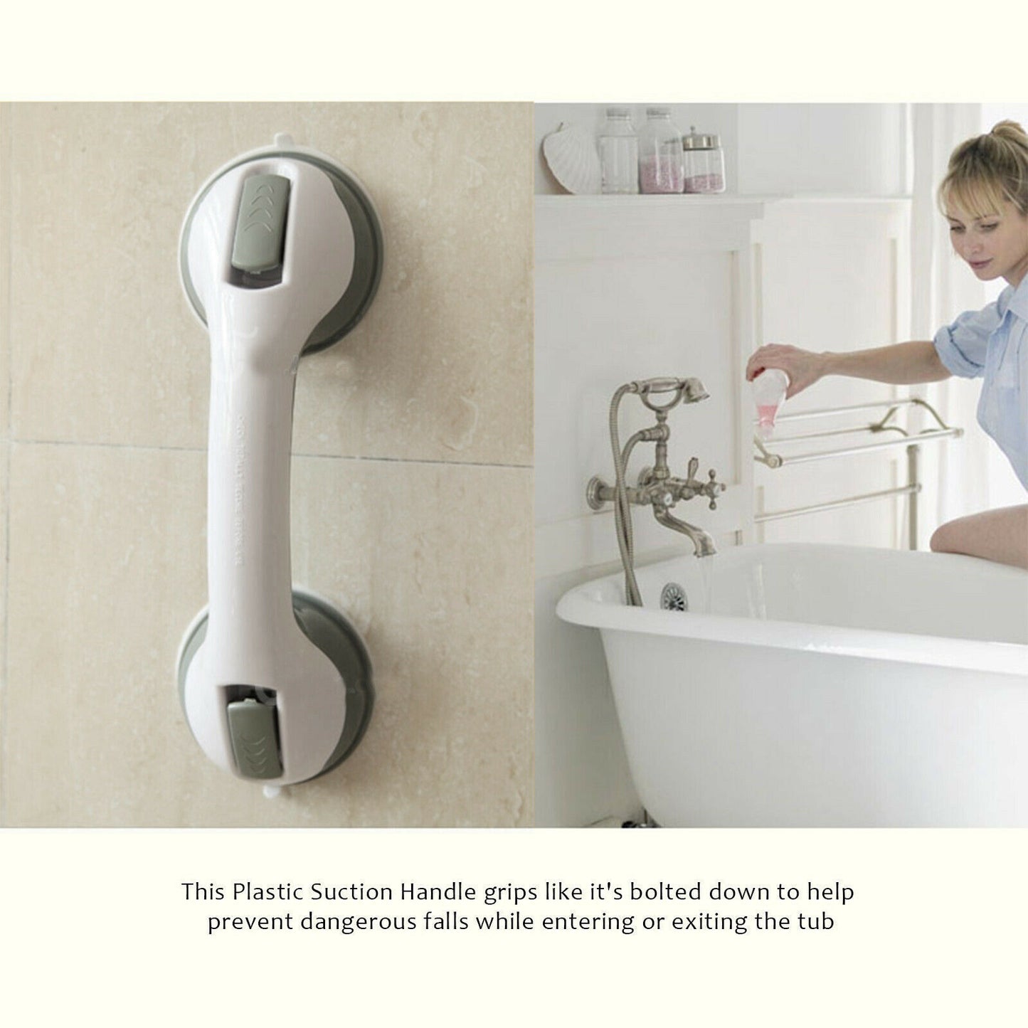 Portable Shower and Bath Safety Grab Bar with Strong Suction Grip