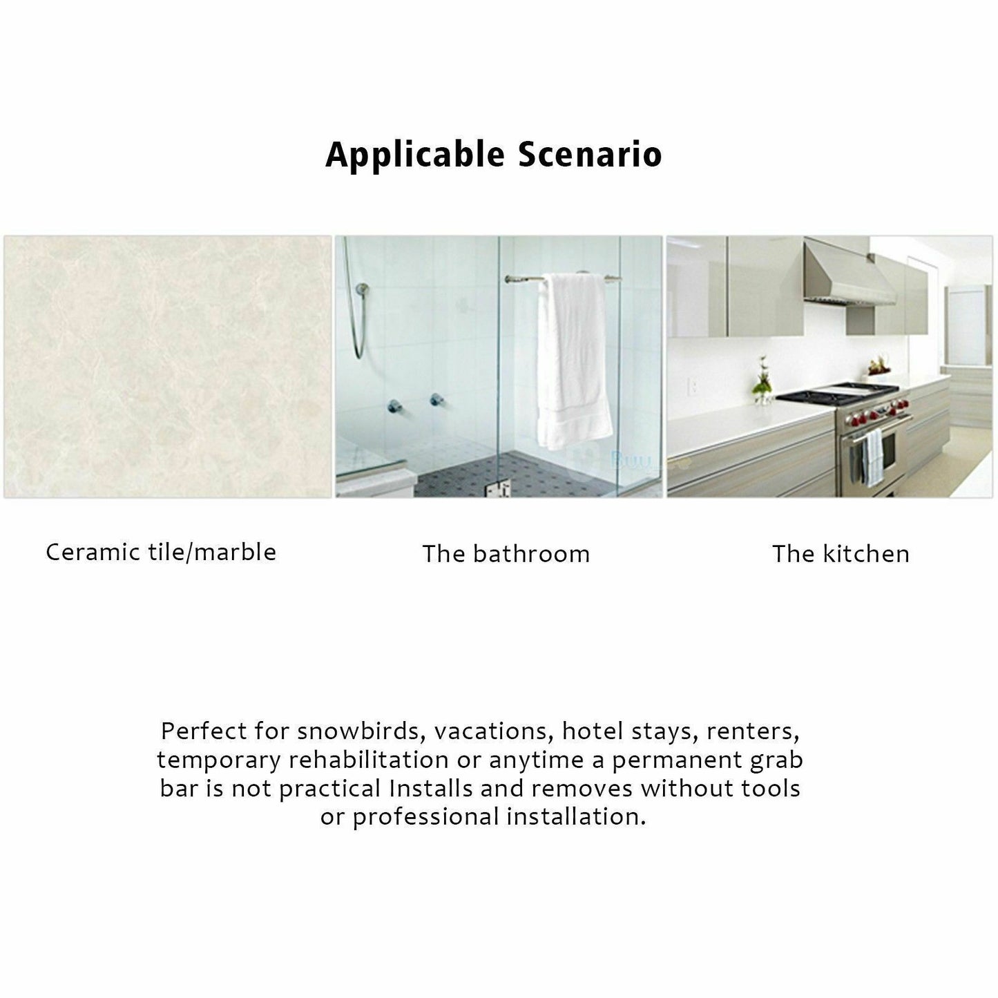 Portable Shower and Bath Safety Grab Bar with Strong Suction Grip