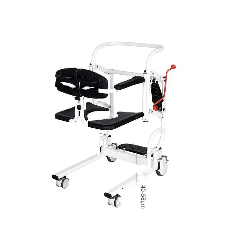 Manual Hydraulic Transfer Lift Wheelchair with Split Seat, Toilet Function, and Safety Brakes