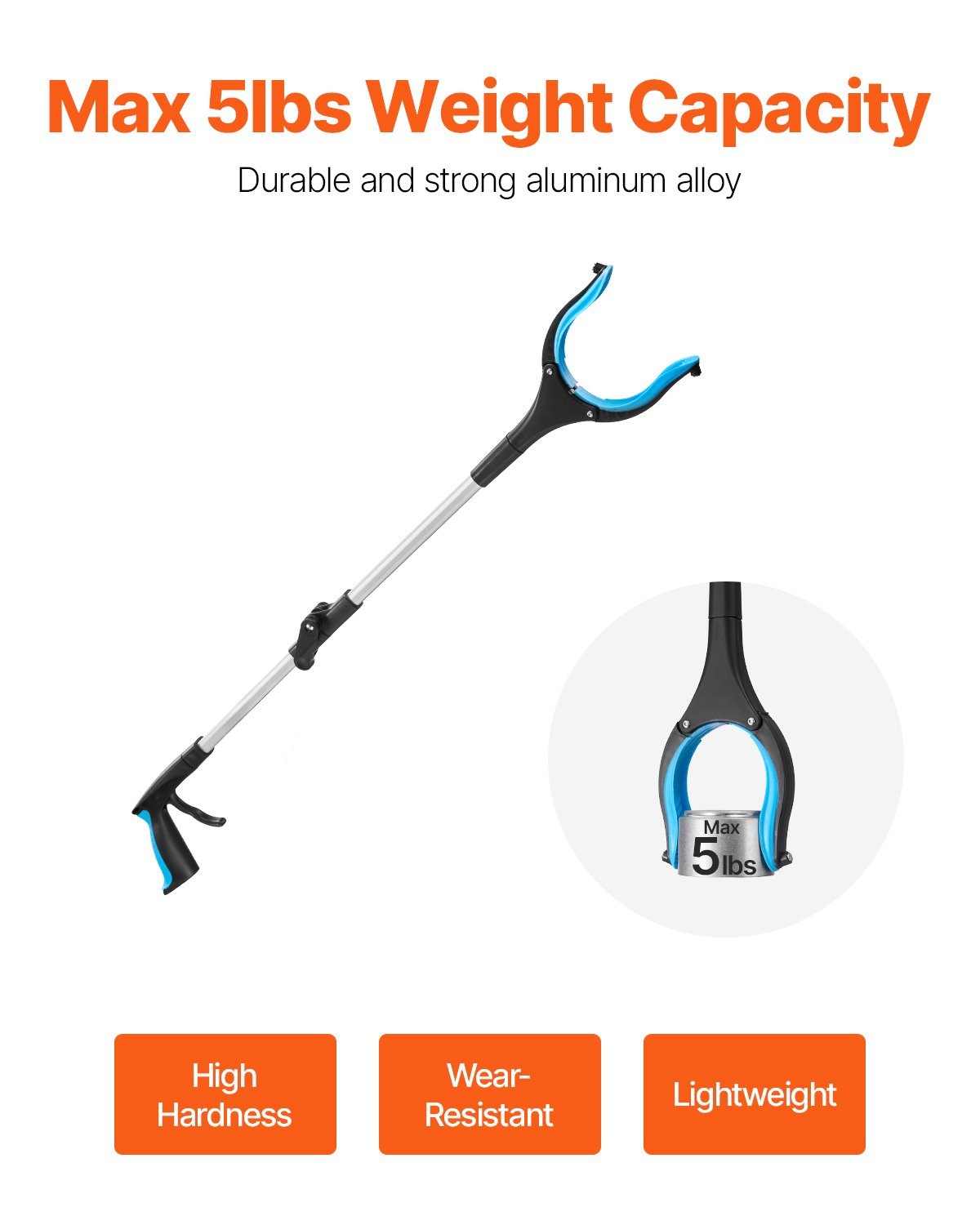 Foldable Grabber Reacher Tool with Rotating Jaw and Magnets (2-Pack)