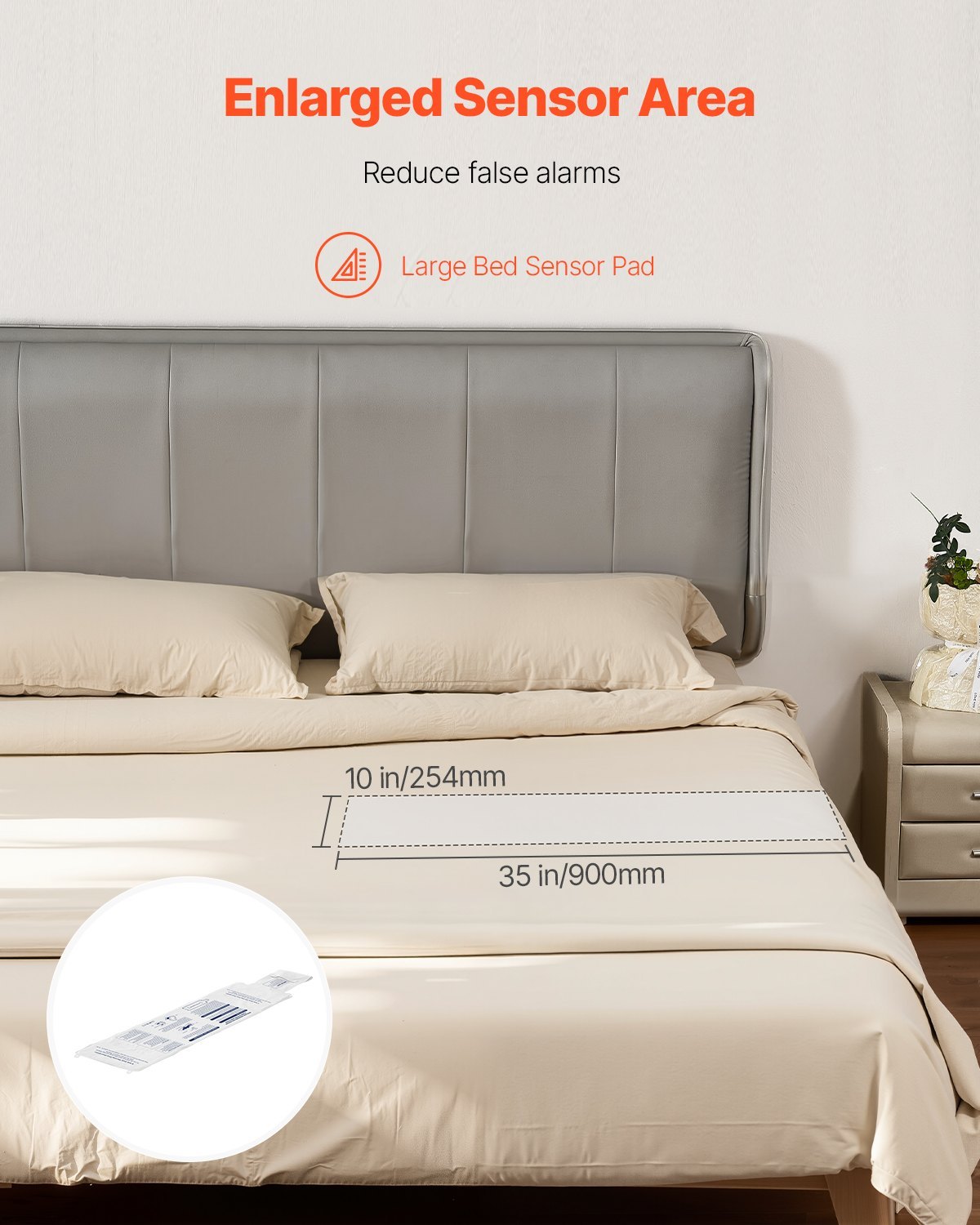 Wireless Bed Alarm System with Sensor Pad, Call Button, and Pager