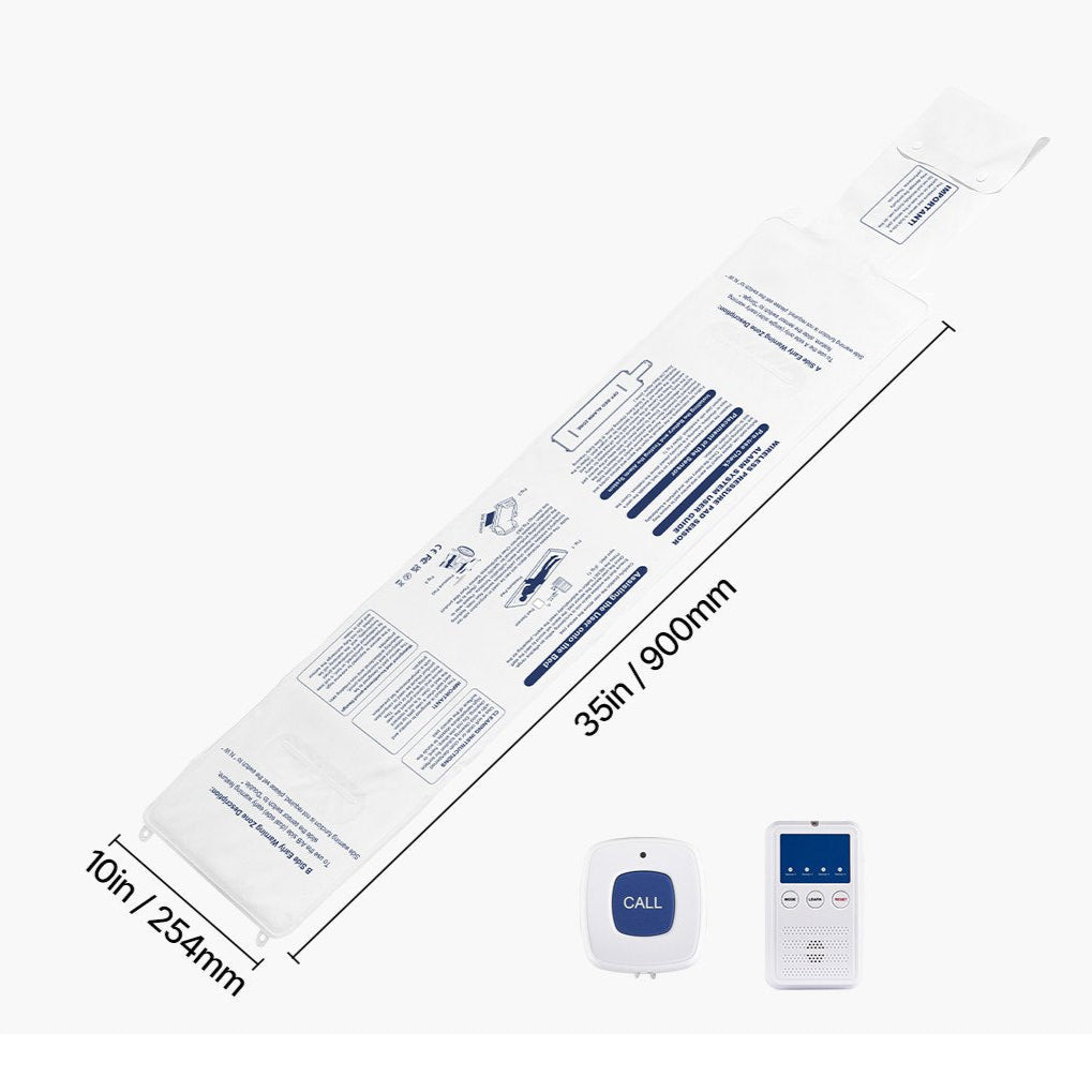 Wireless Bed Alarm System with Sensor Pad, Call Button, and Pager