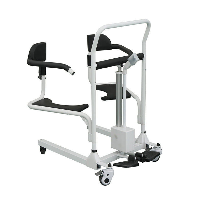Electric Patient Transfer Lift Wheelchair with Split Seat, Toilet Function, and Safety Brakes