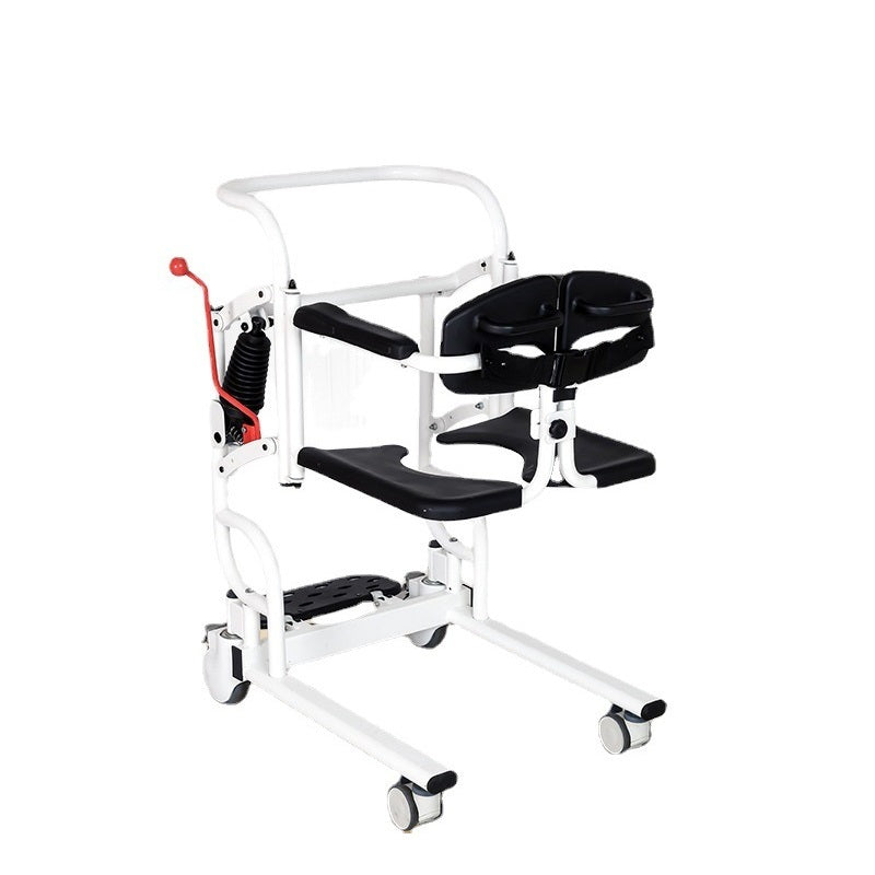Manual Hydraulic Transfer Lift Wheelchair with Split Seat, Toilet Function, and Safety Brakes