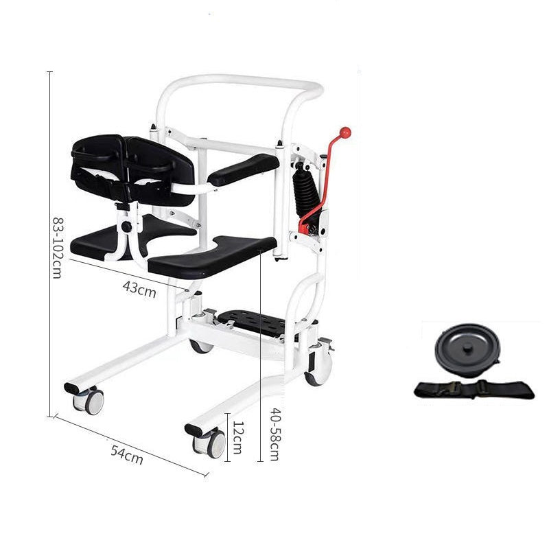 Manual Hydraulic Transfer Lift Wheelchair with Split Seat, Toilet Function, and Safety Brakes